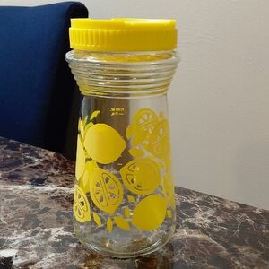 Vintage Glass Lemon Slices Juice Carafe Pitcher